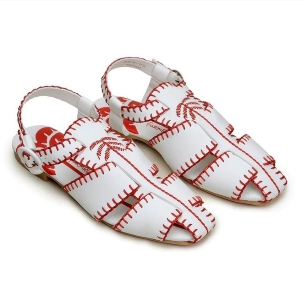 NEW Farm Rio White Palm Tree Sandals